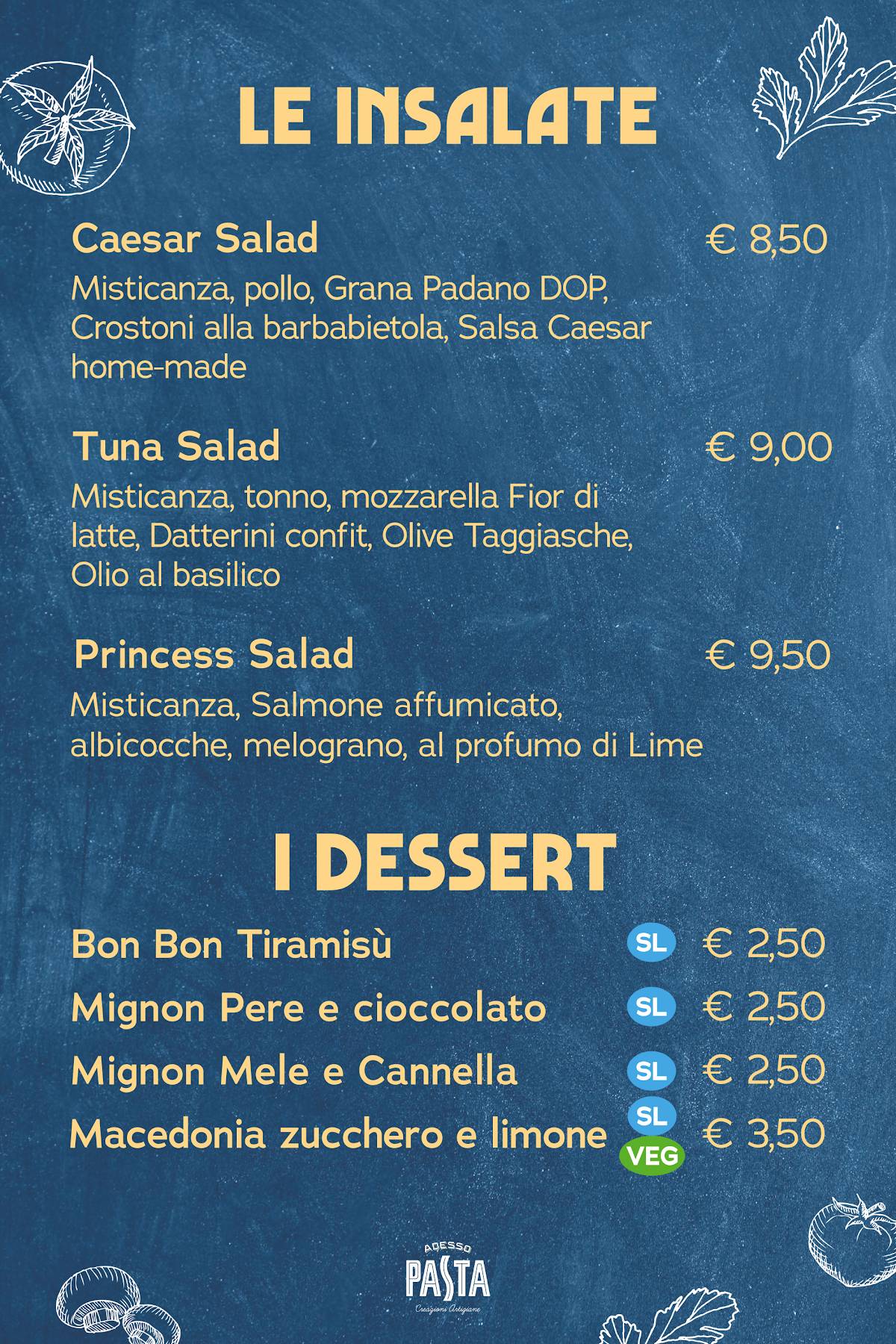 Menu di Adesso Pasta - Creazioni Artigiane 