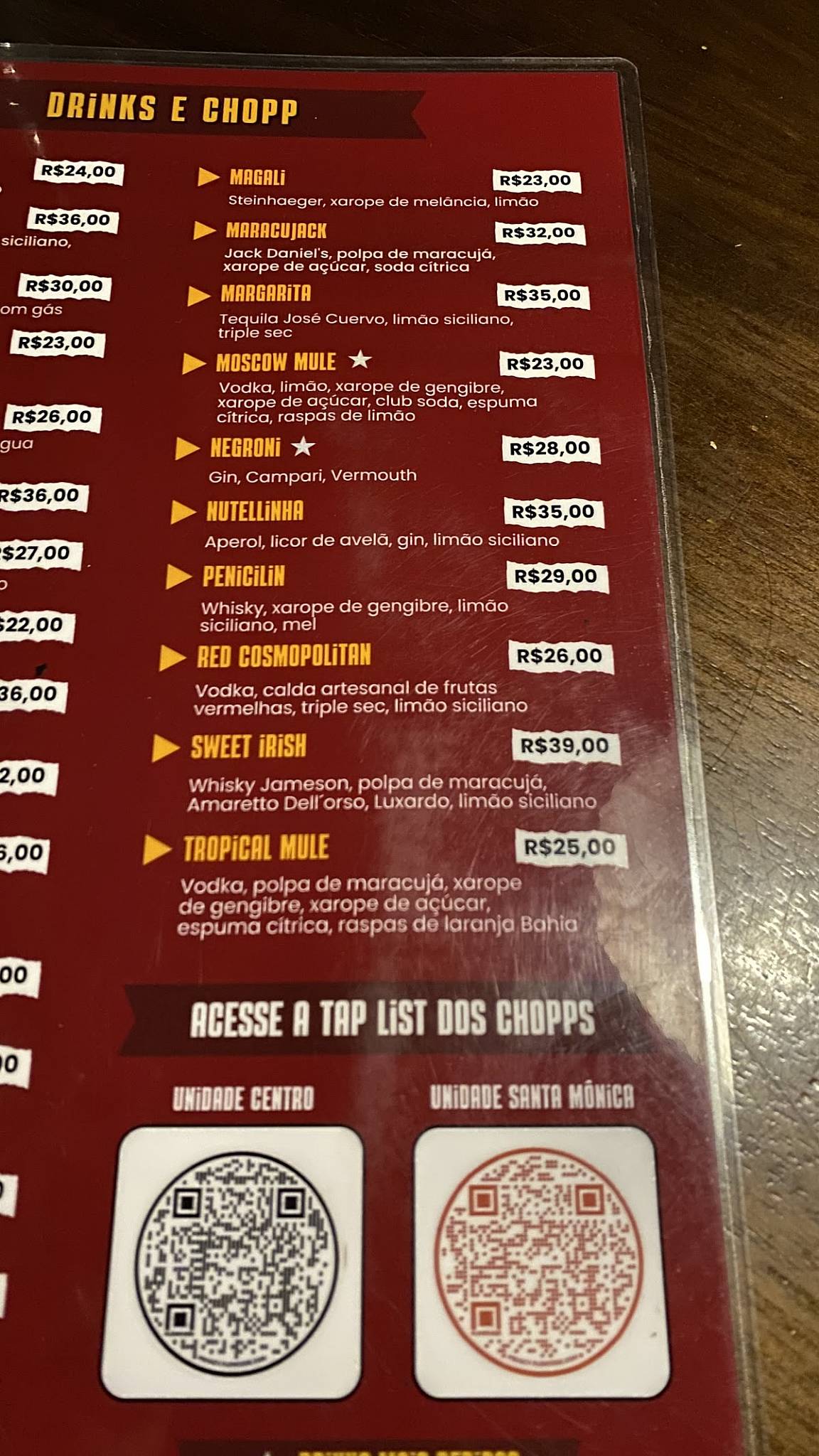 Afonso Burger Bar - Santa Mônica cardápio