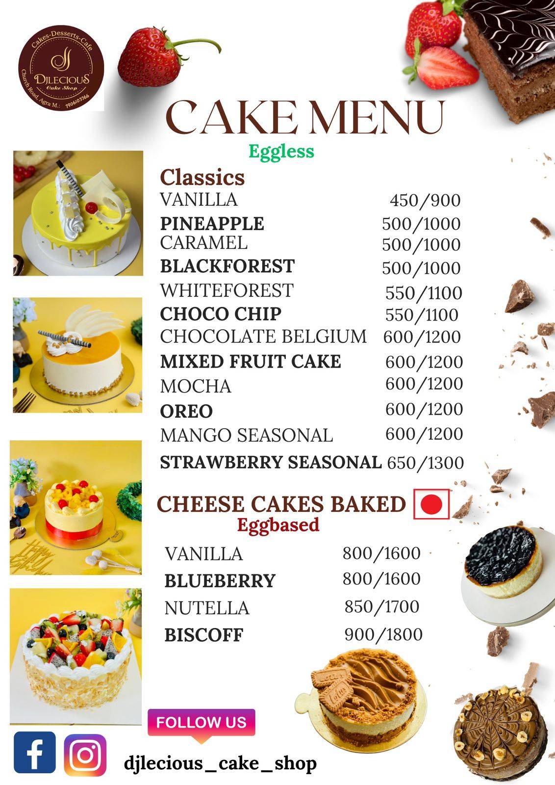 DJlecious Cake Shop menu