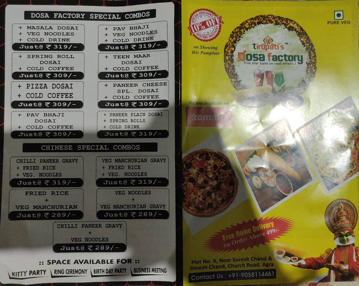 Tirupati’s dosa factory menu