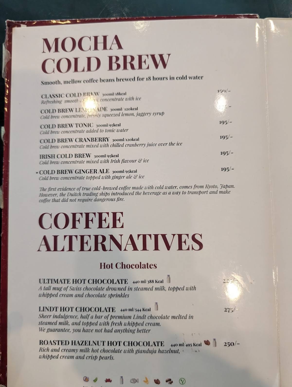 Mocha Cg Road menu