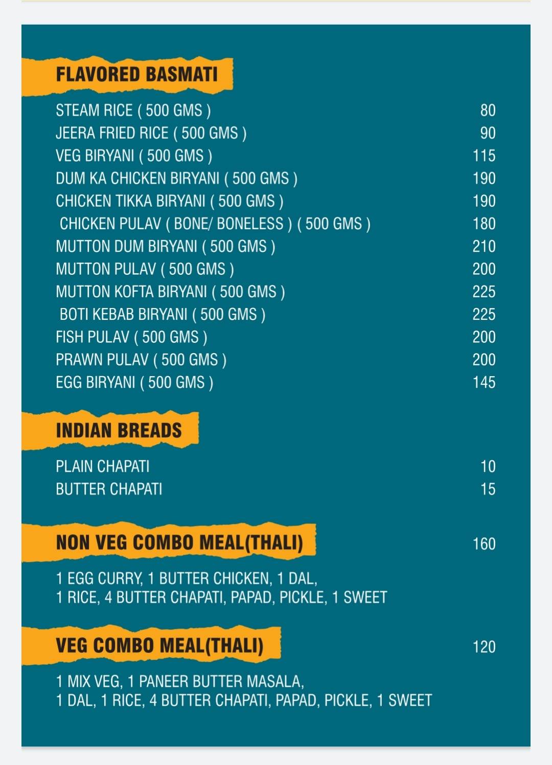 Pickmeal menu