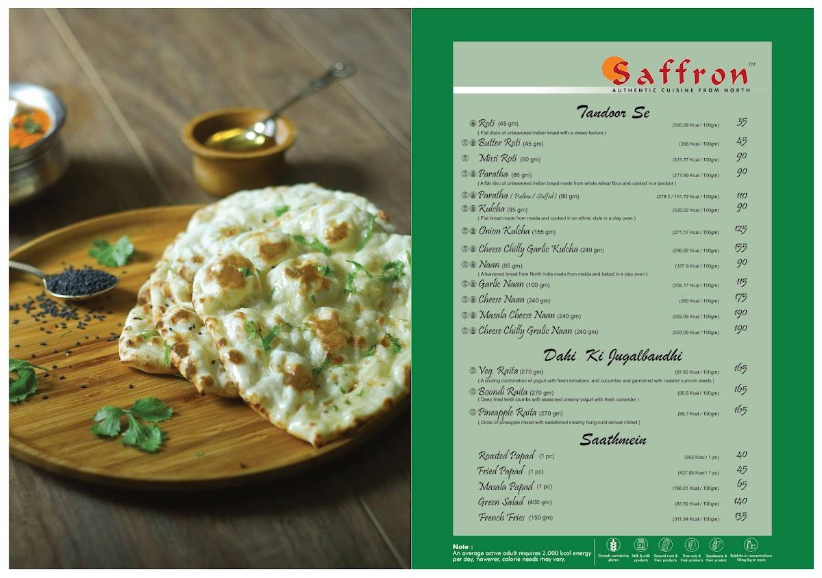 Menu at Saffron Restaurant, Ahmedabad, 1st Floor
