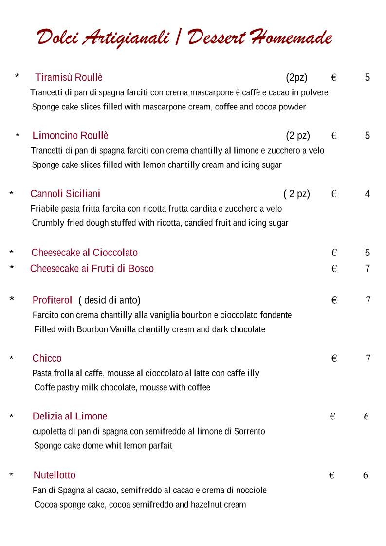 Menu di Ai Palmenti Ristorante 
