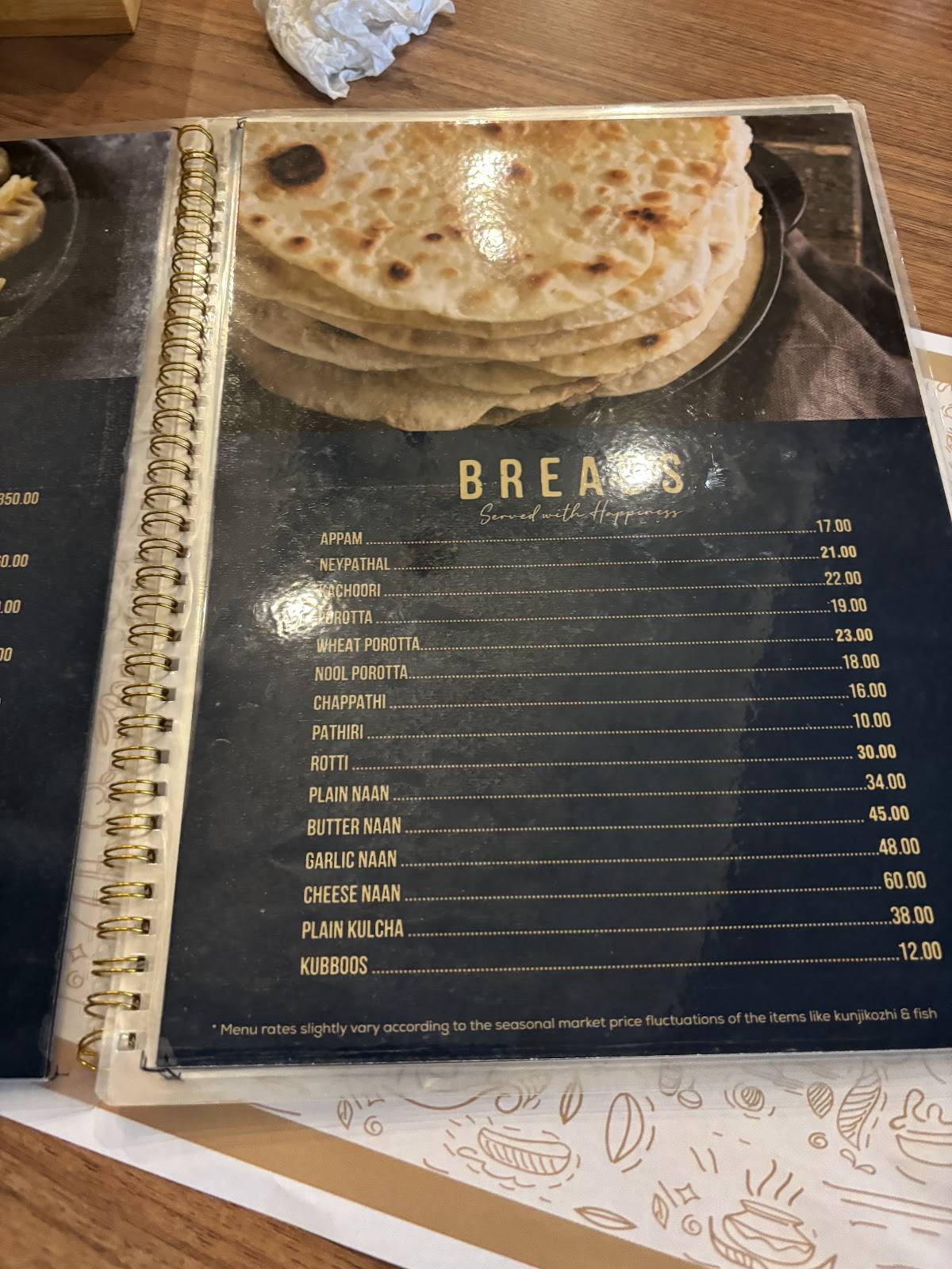 Airlines Celestial Family Restaurant menu