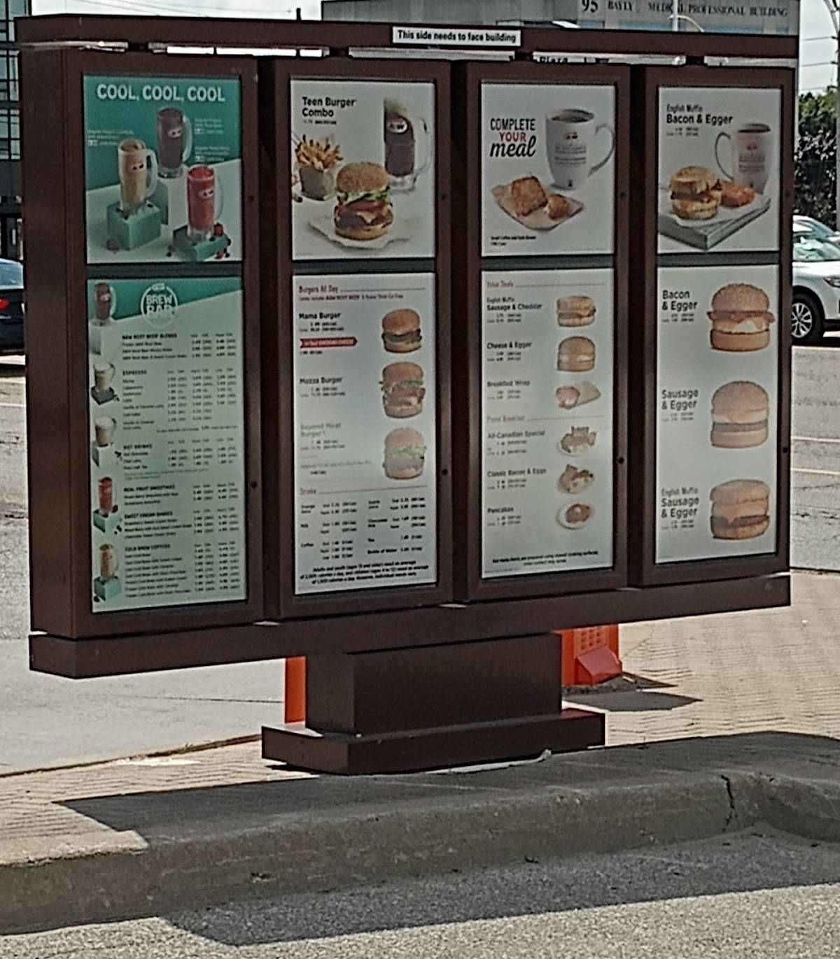 Меню фастфуда A&W Canada, Эйджакс, 310 Harwood Ave S