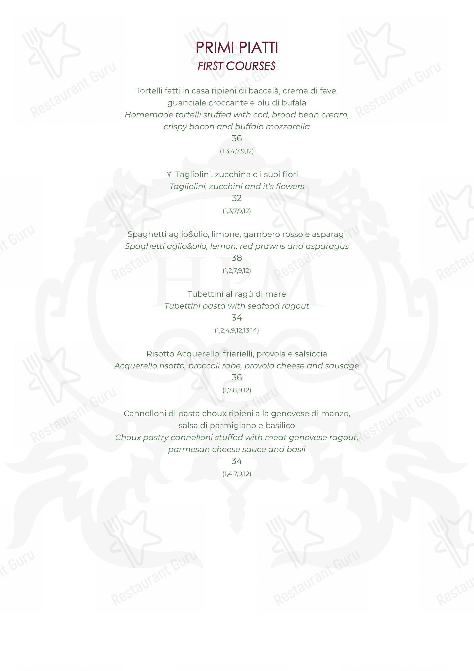 Ночное меню per Al Palazzo ristorante