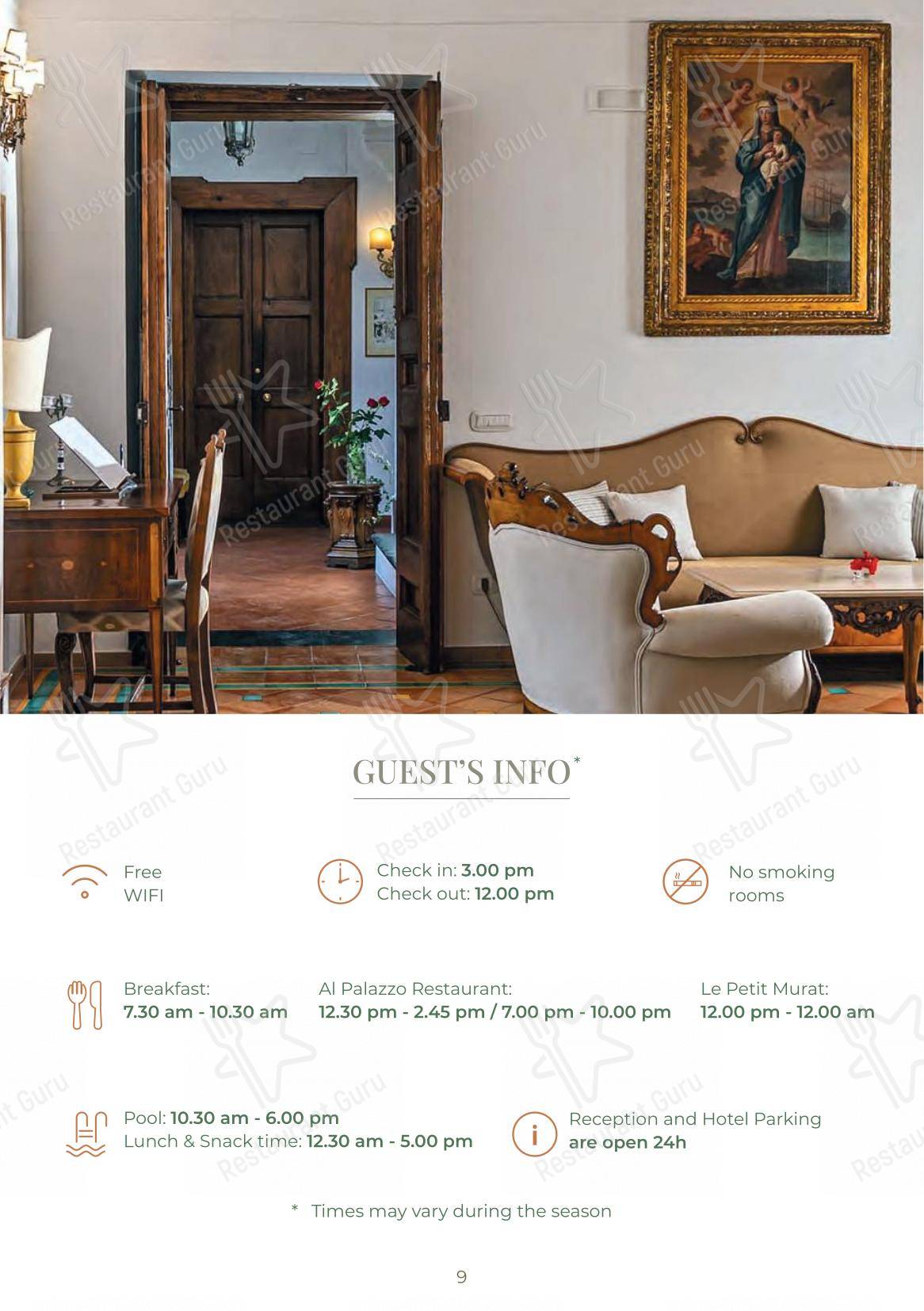 Al Palazzo in Positano - Menu