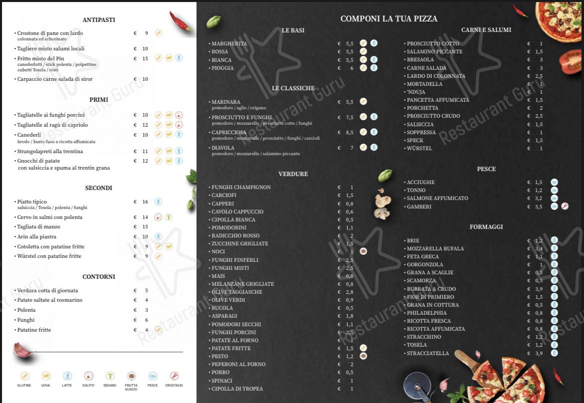 Menu di Al Pin di F.lli Partel 