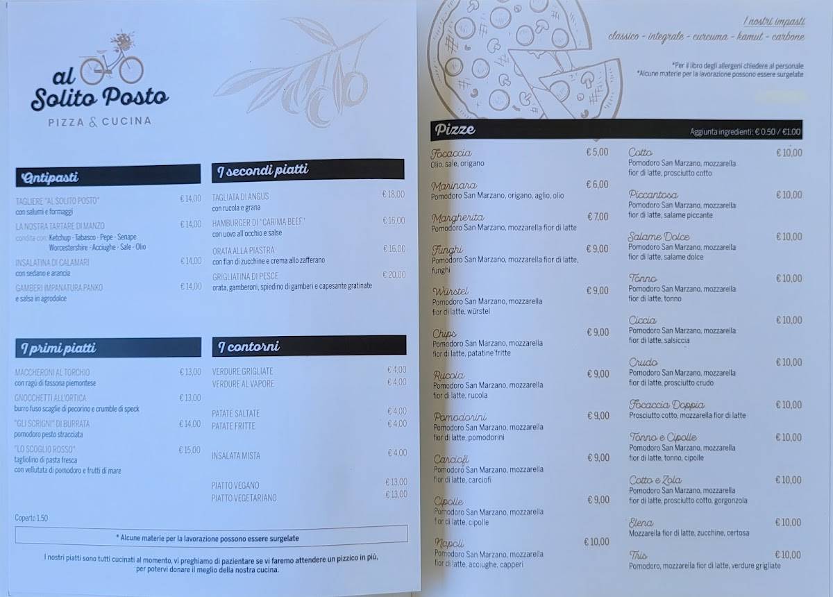 Menu di Al Solito Posto 