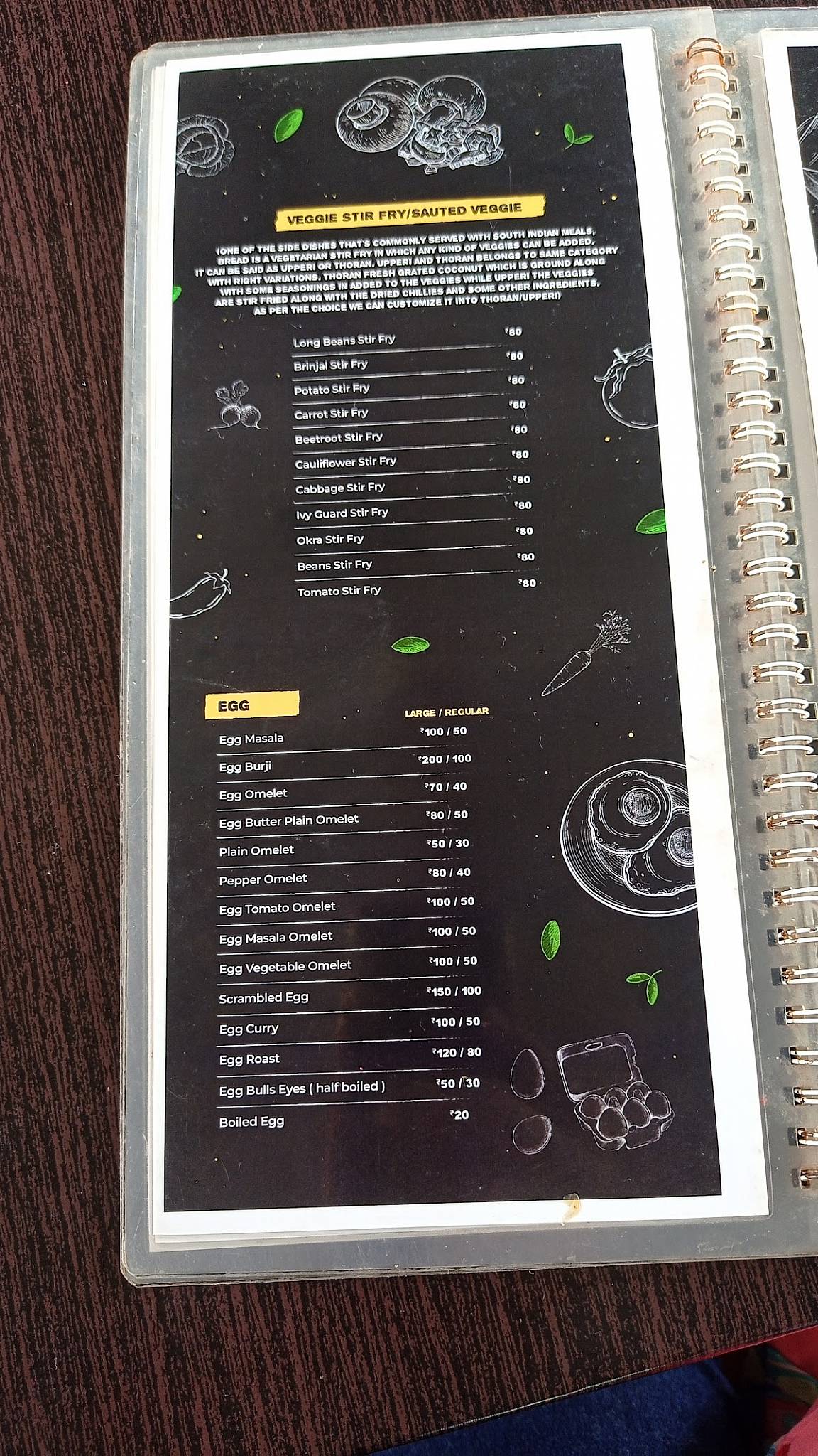 Sea shore restaurant menu