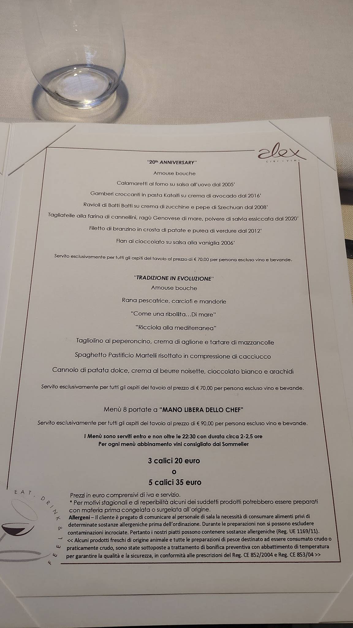 Menu di Alex Ristorante Enoteca 