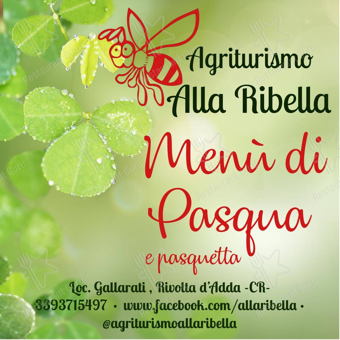 Alla Ribella dans Rivolta d' Adda - 菜单