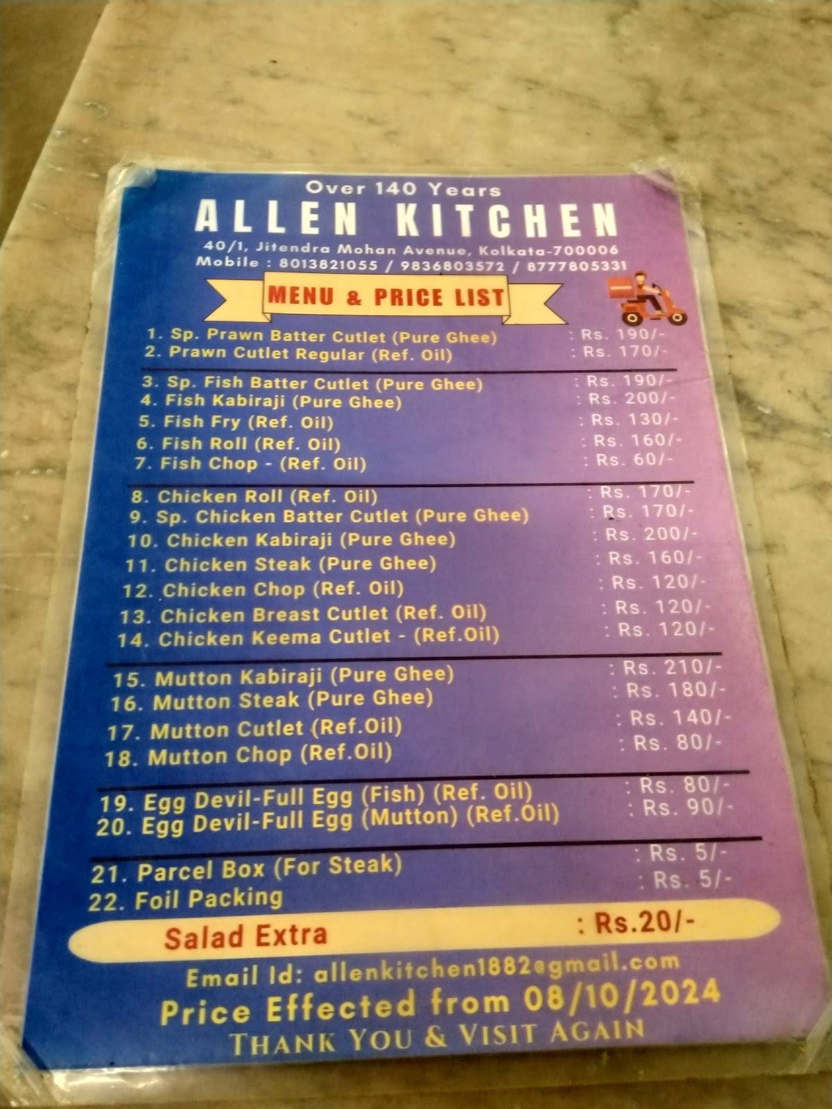 Allen Kitchen menu