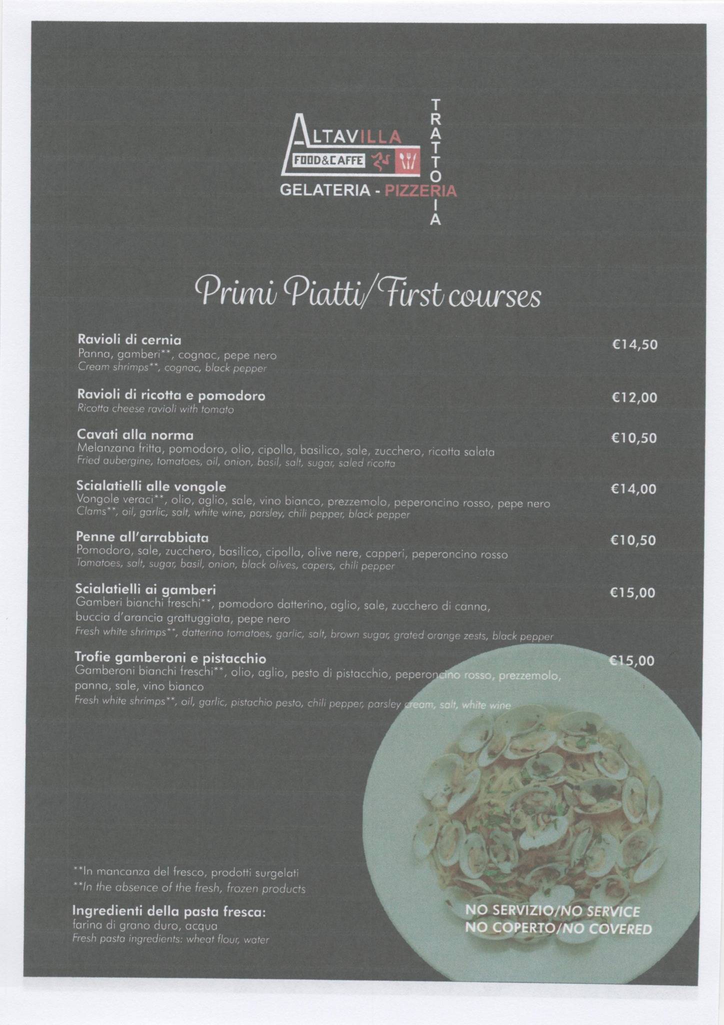 Menu di Altavilla Food & Caffè pizzeria trattoria Panineria