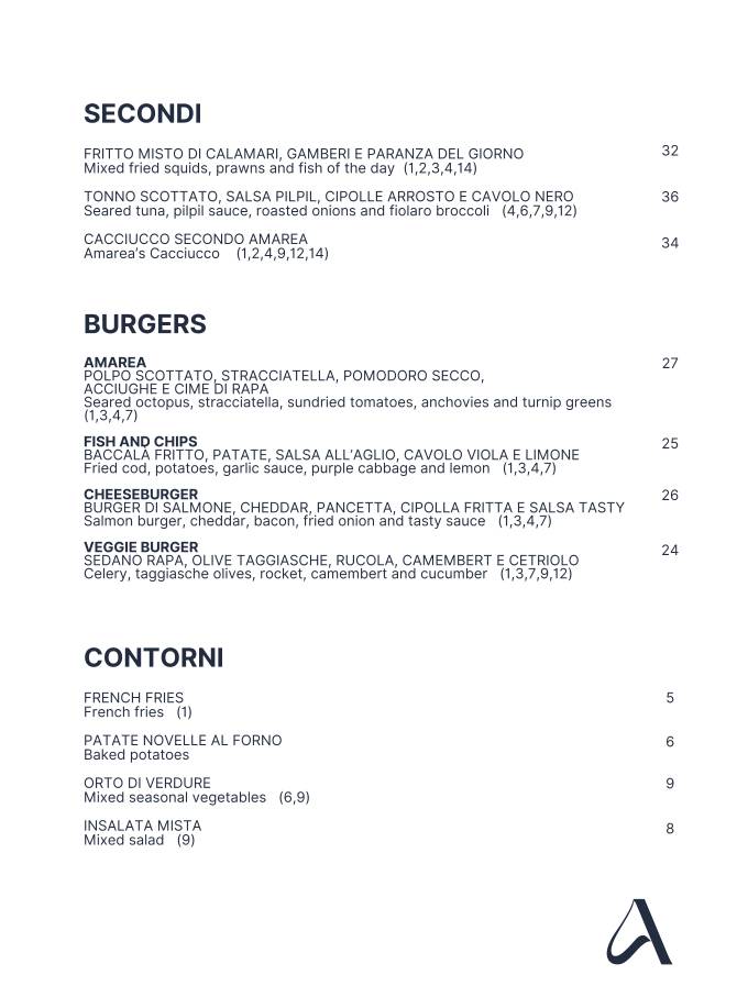 Menu di Ristorante Amarea 