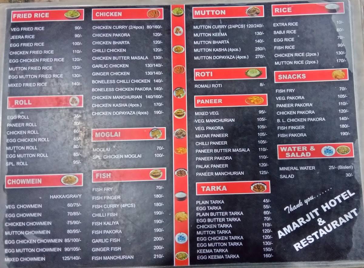 Amarjit Hotel and Restaurant menu