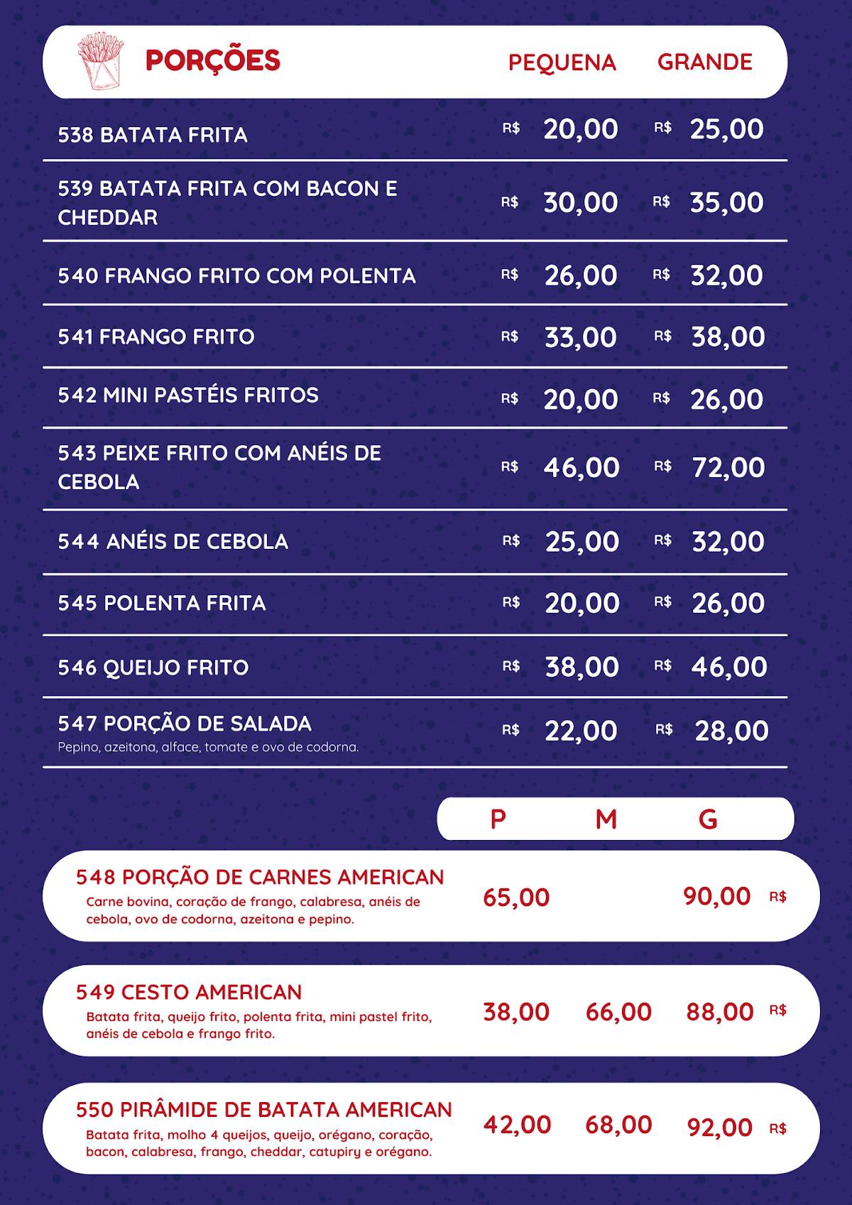 American Burger cardápio