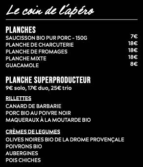 Menu de Live Bar