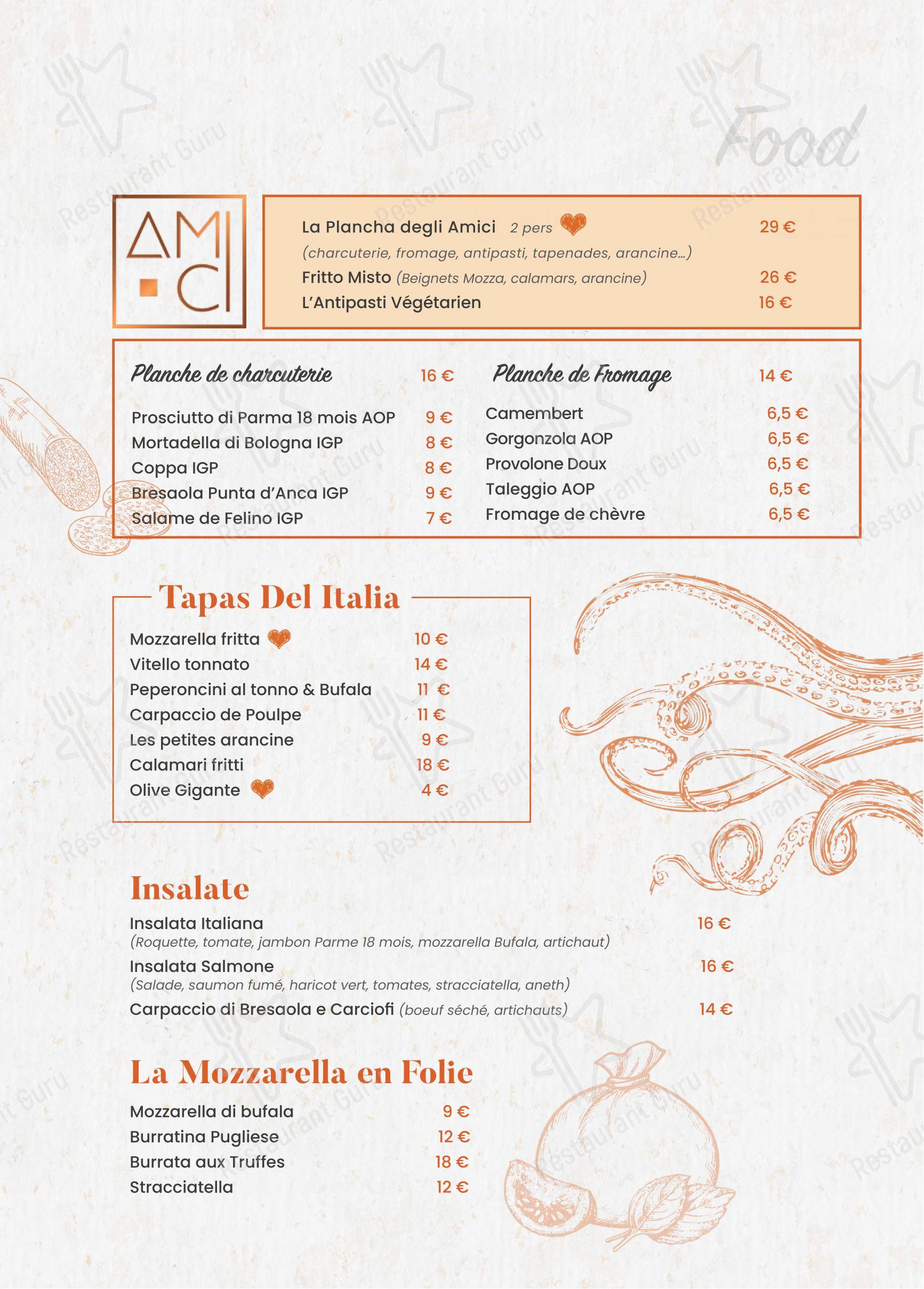 Amici - Bar à vins italiens dans Paris - Menu bar