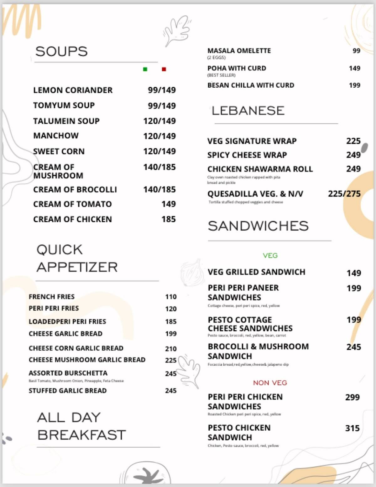 Galini Café menu