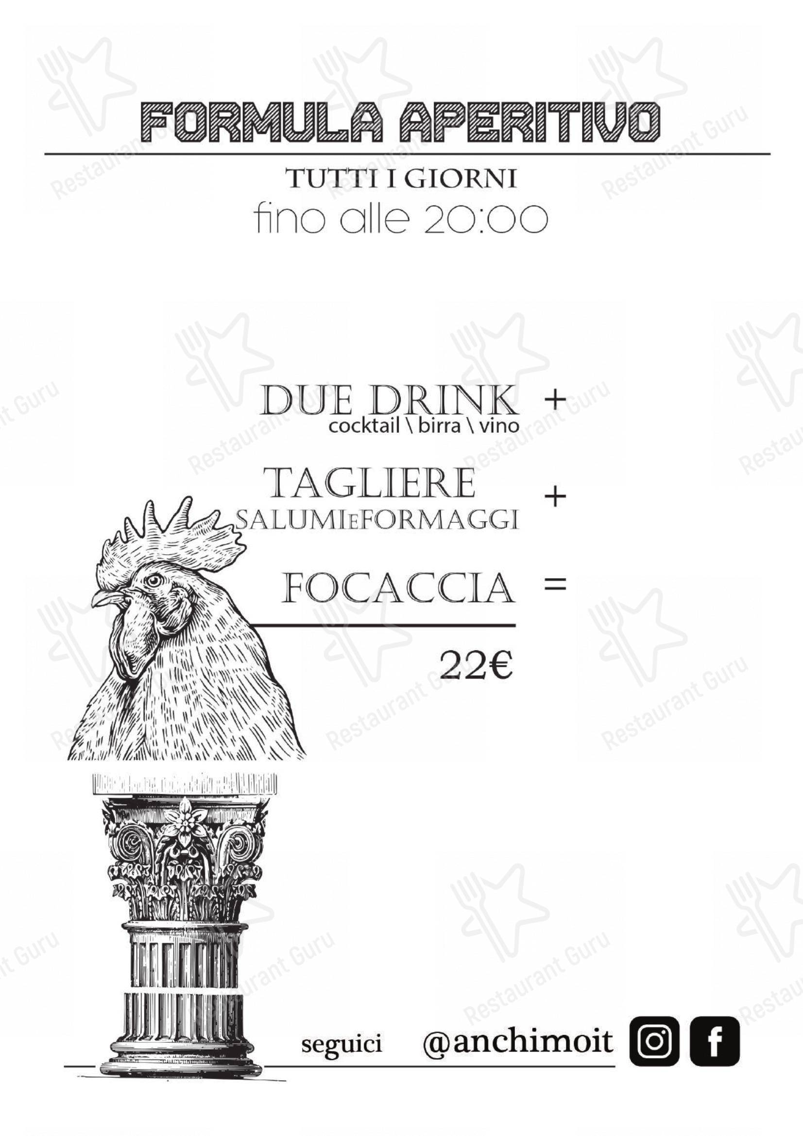 Menu per Anchimò Bistrot pub & bar