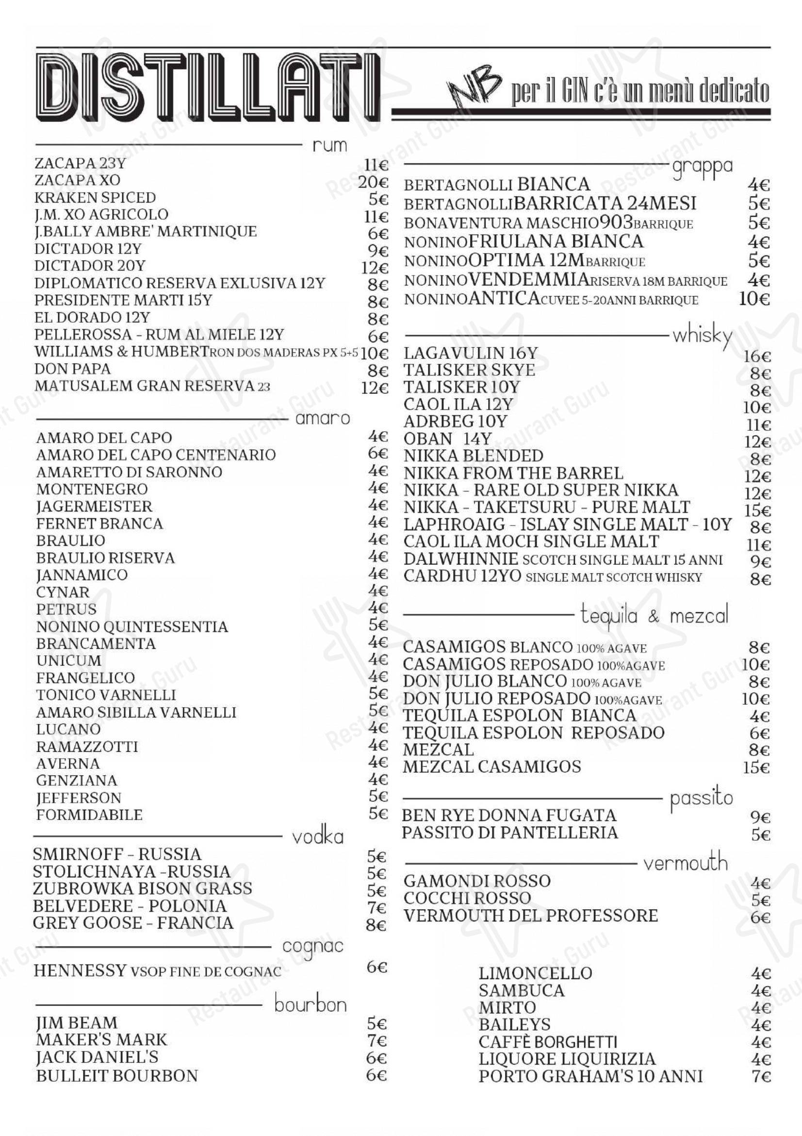 Menu per Anchimò Bistrot in Roma