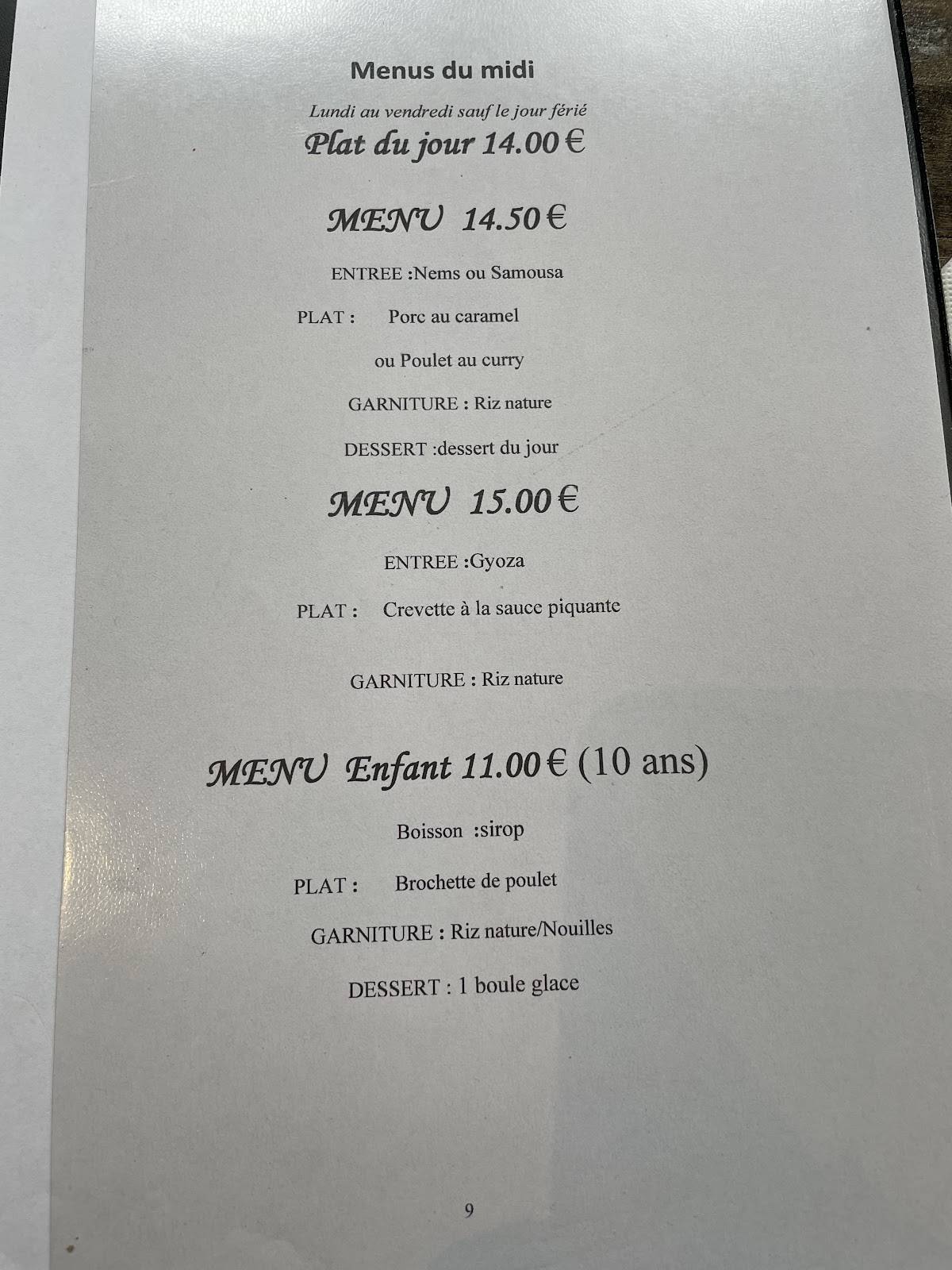 Menu de Restaurant Angkor