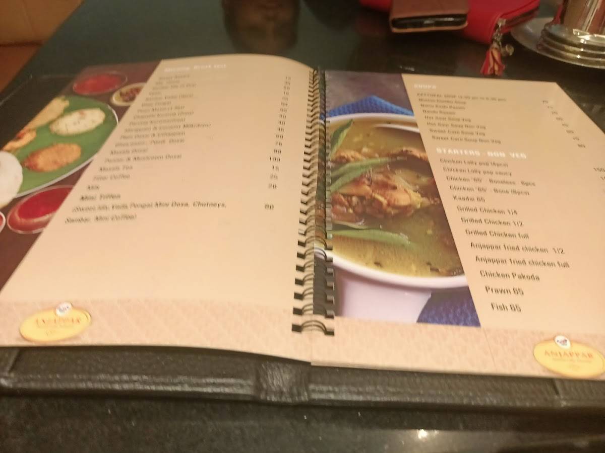 ANJAPPAR CHETTINAD A/C RESTAURANT menu