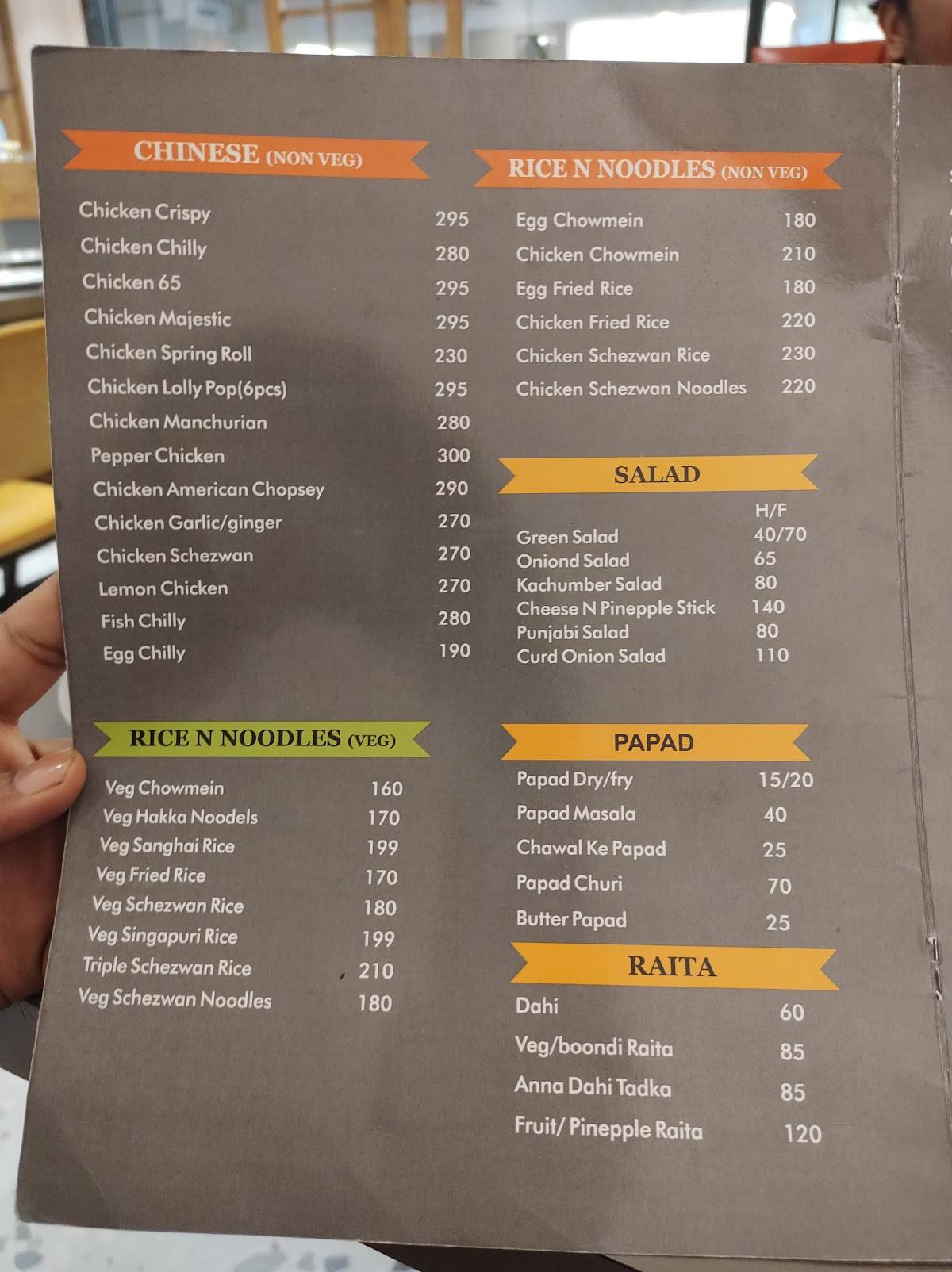 Anna Punjabi menu