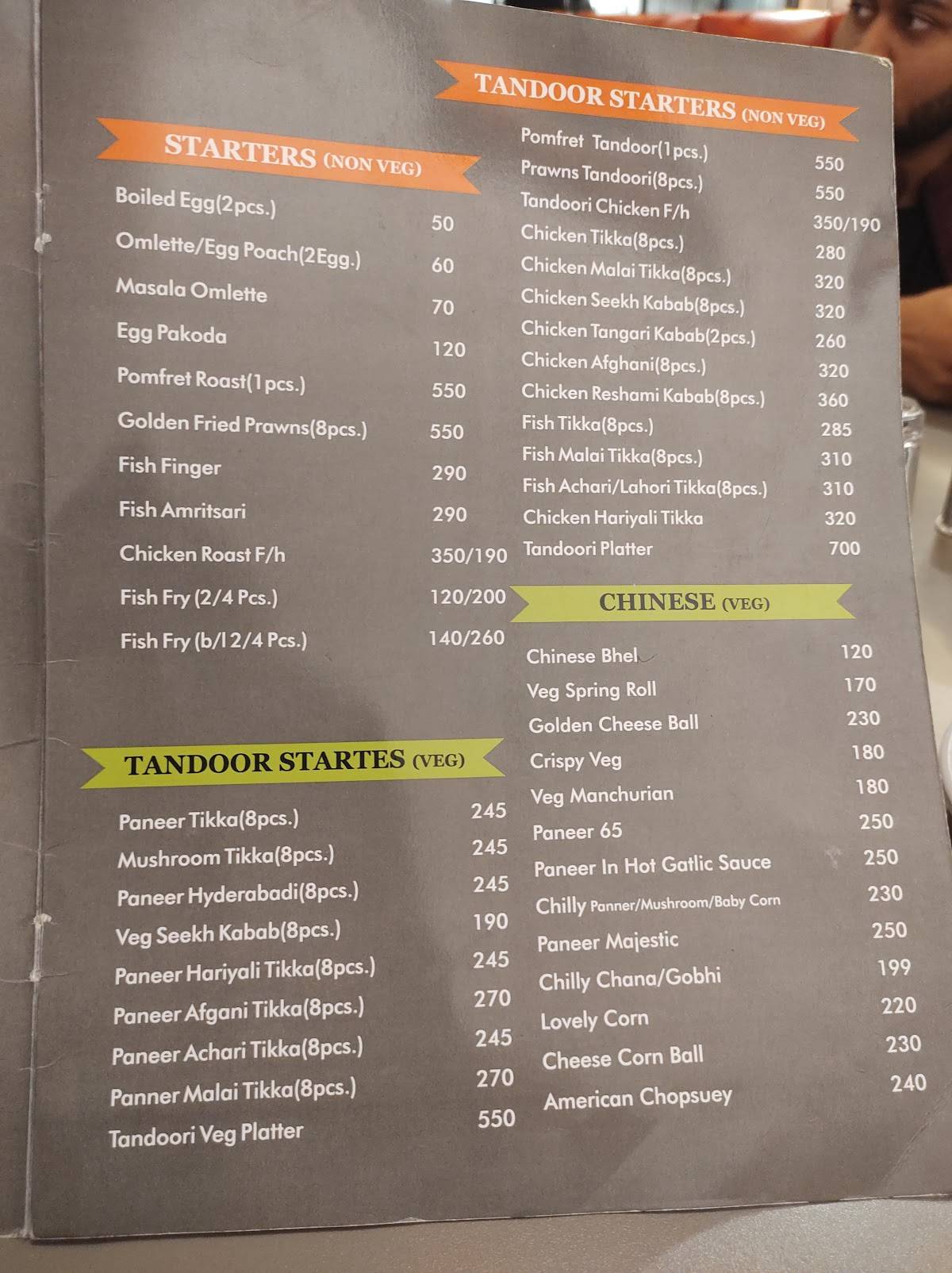 Anna Punjabi menu