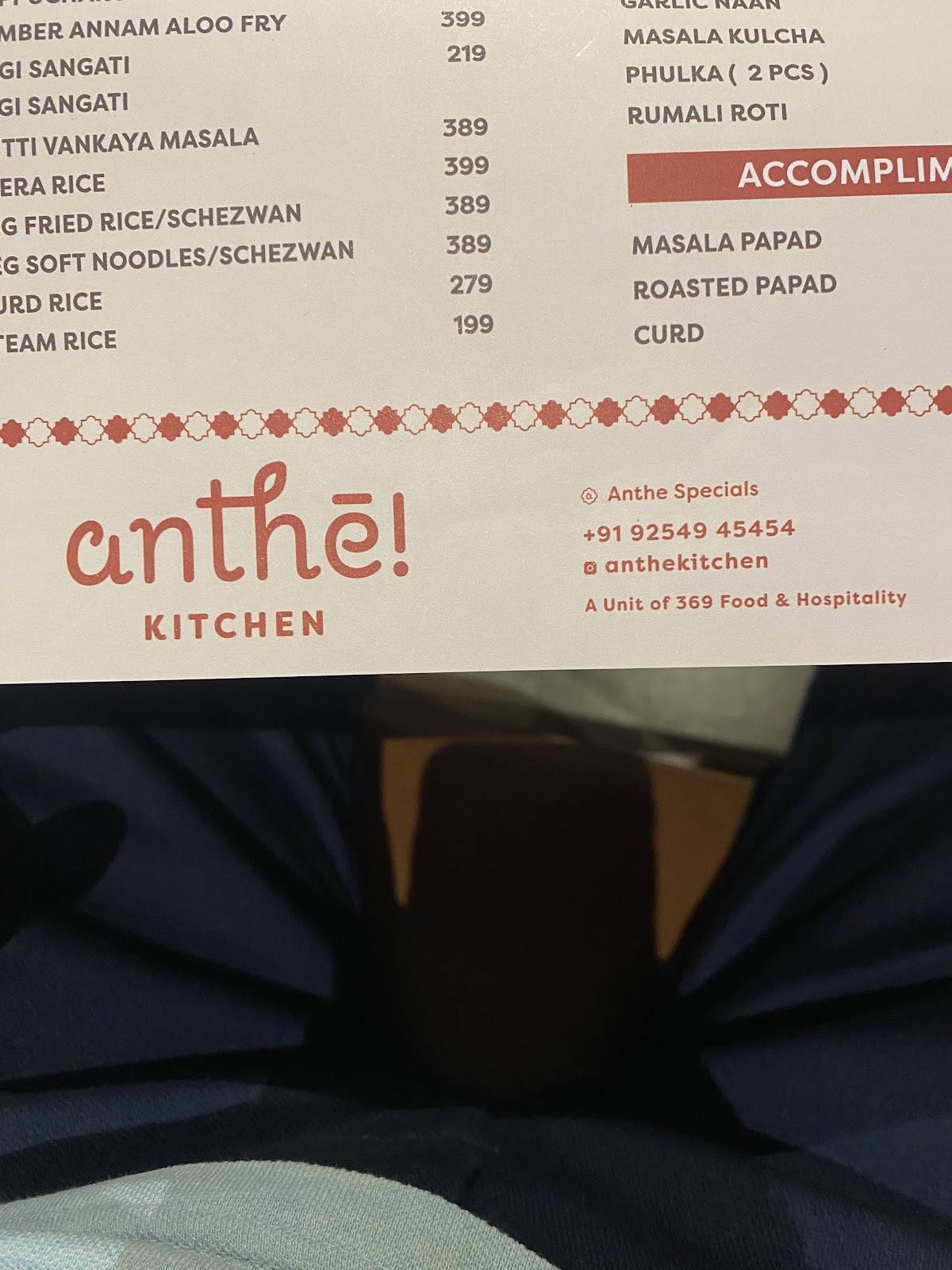 Anthe Kitchen menu