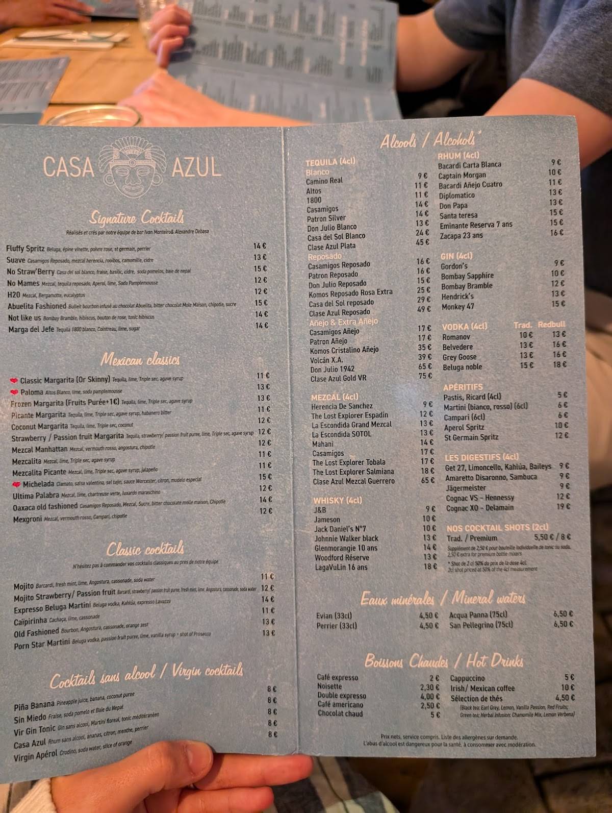 Menu de Casa Azul Antibes