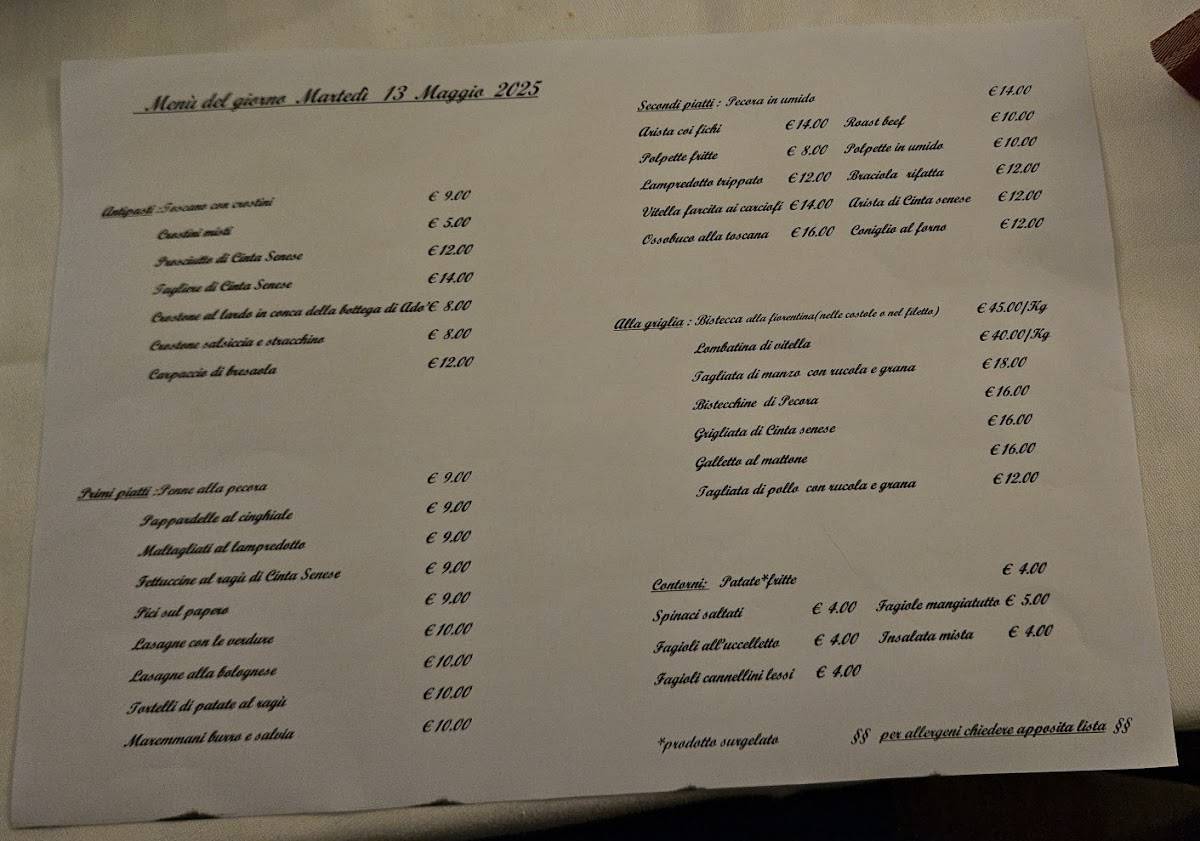 Menu di Antica Trattoria Tramway 