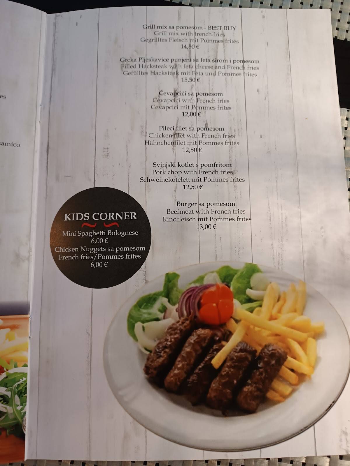 Menu di Aria Restaurant & Bar 