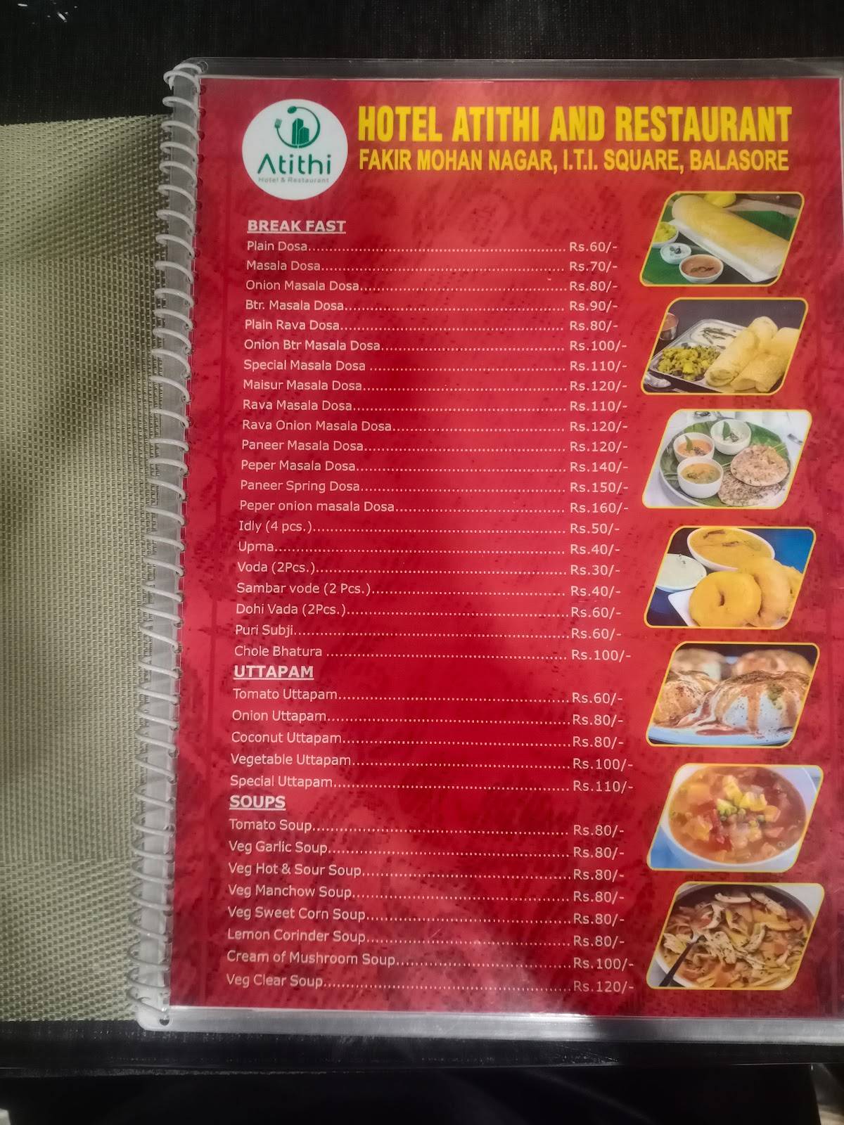 Atithi Hotel & Resturant menu