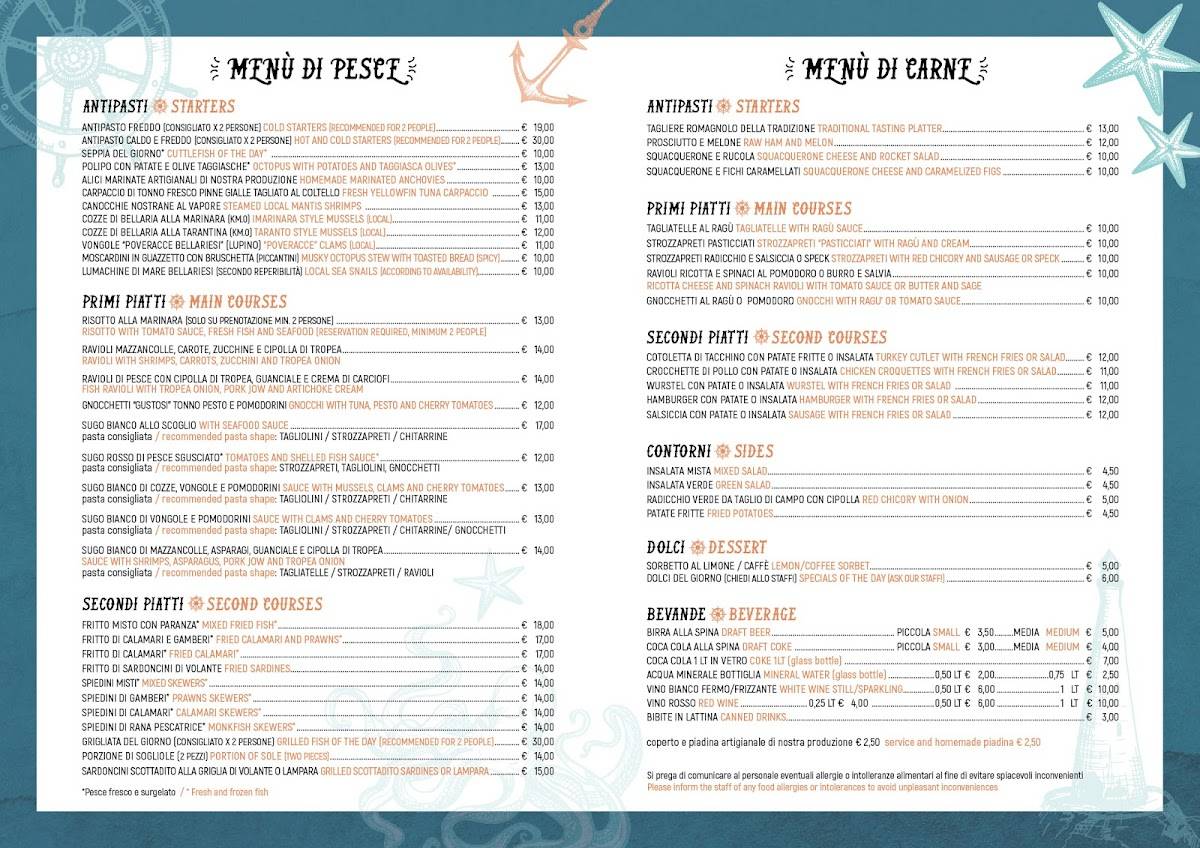 Menu di Atlantic Osteria del Porto 