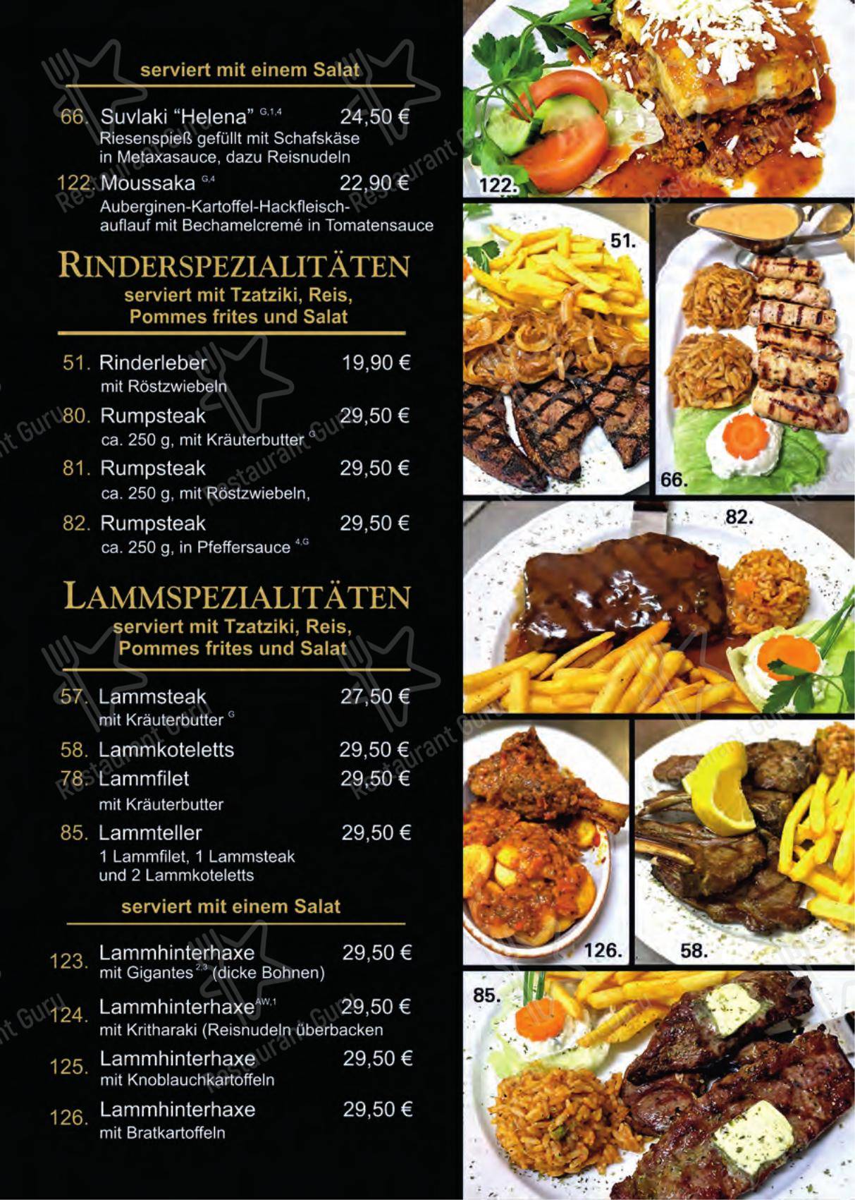 Menu pour Atlantis Restaurant - Menu