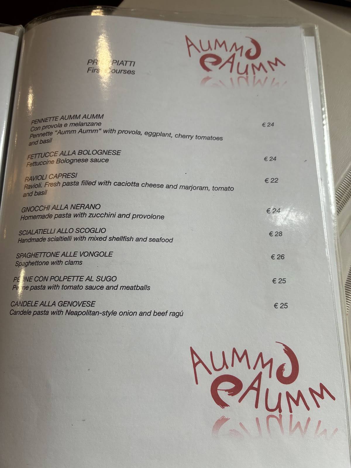 Menu di Aumm Aumm 