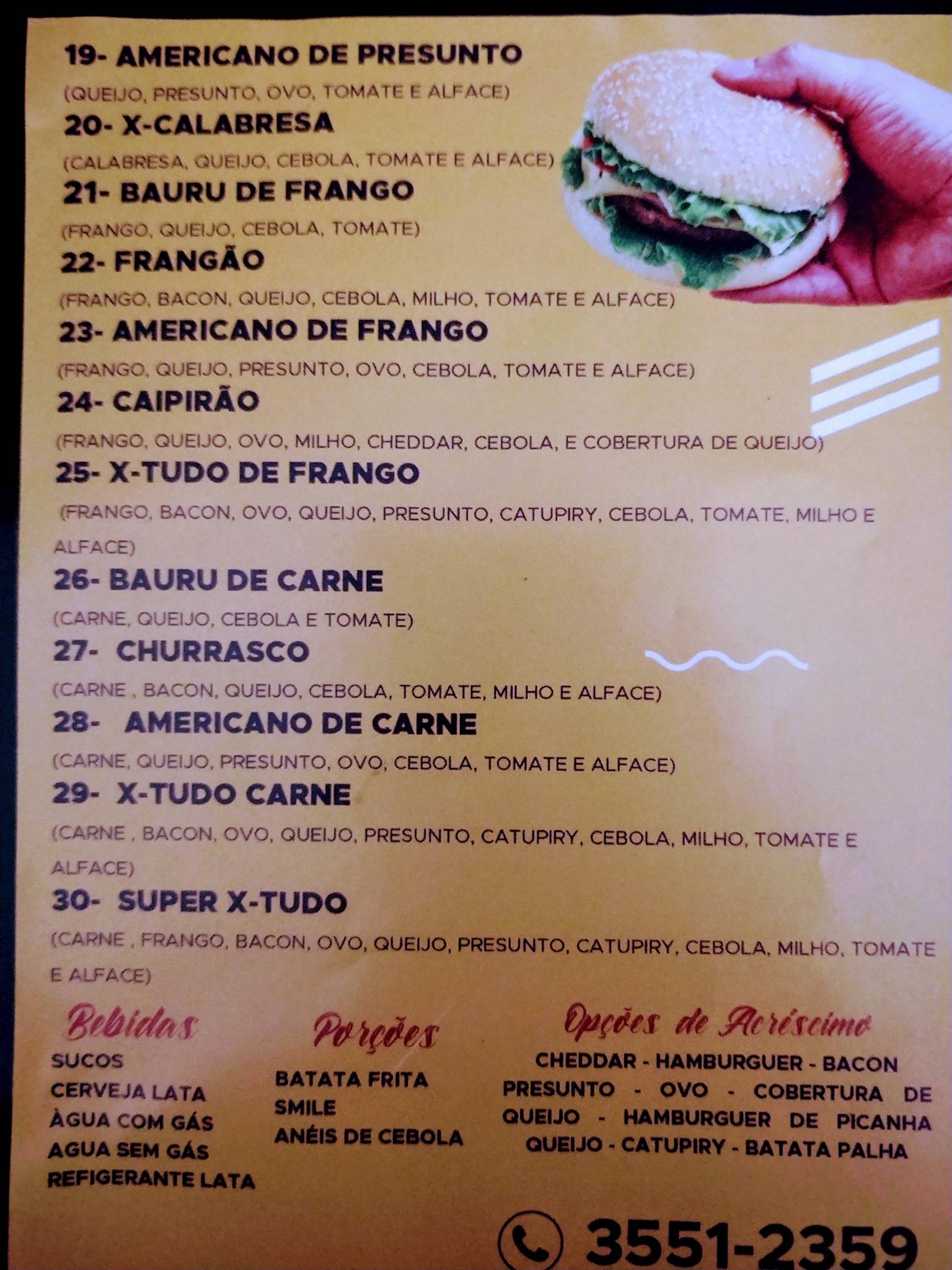Avenida Lanches cardápio
