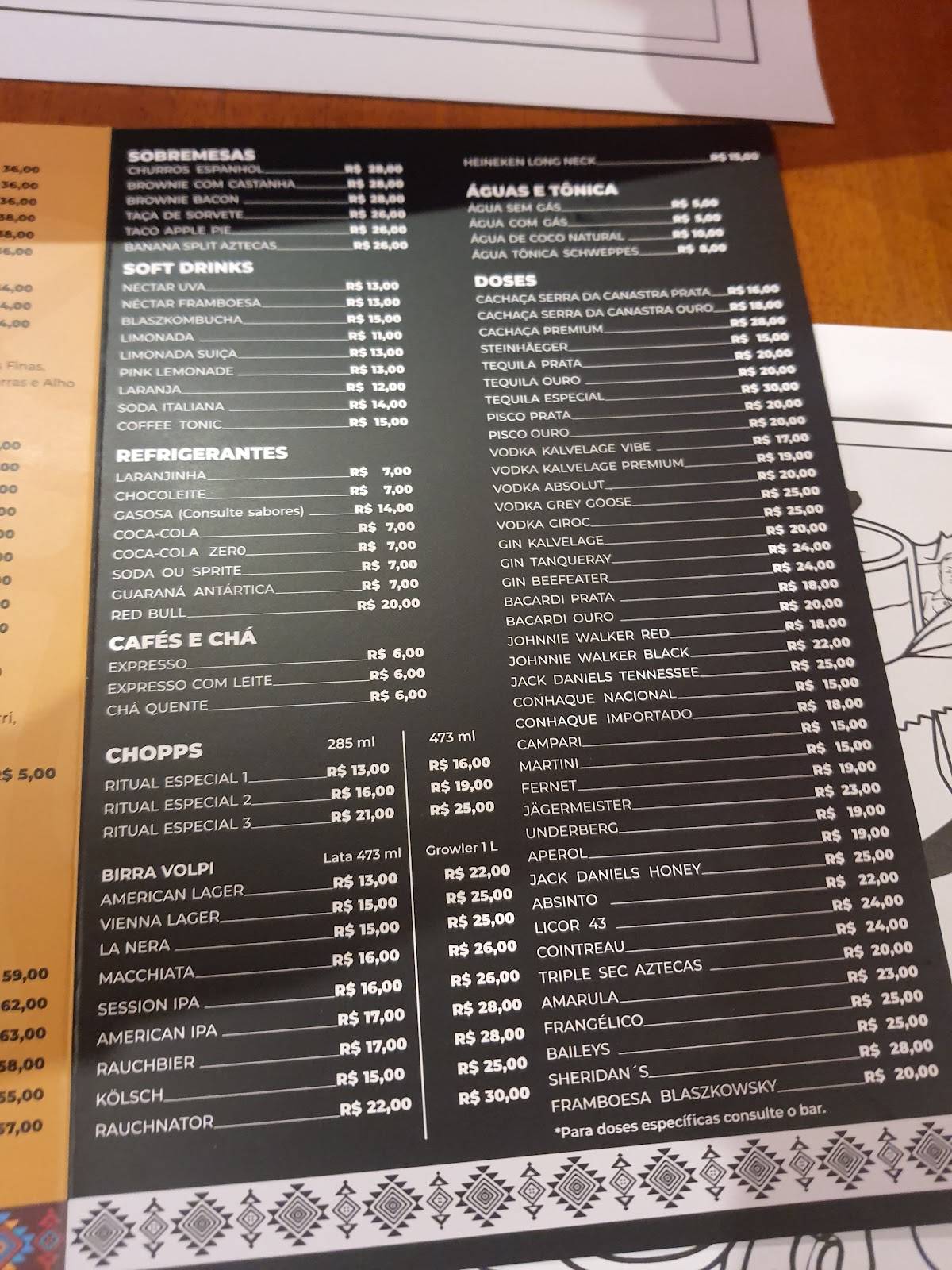 Aztecas Gastropub cardápio