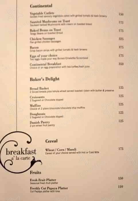 Azure - Grand Mercure Vadodara Surya Palace menu