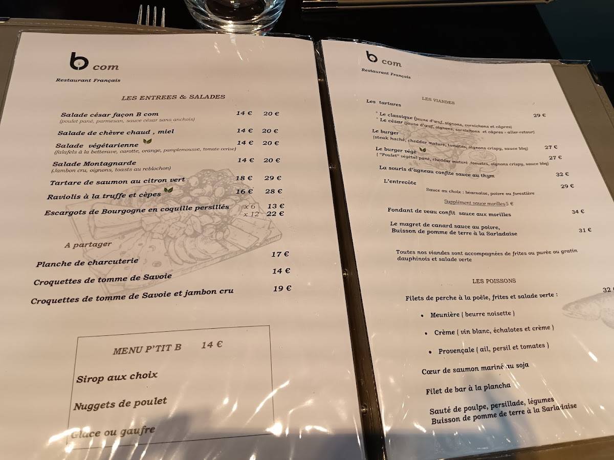Menu de B com Brasserie
