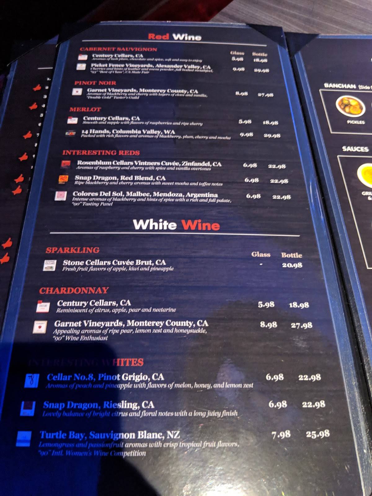 Menu at Gen Korean BBQ House, Sacramento