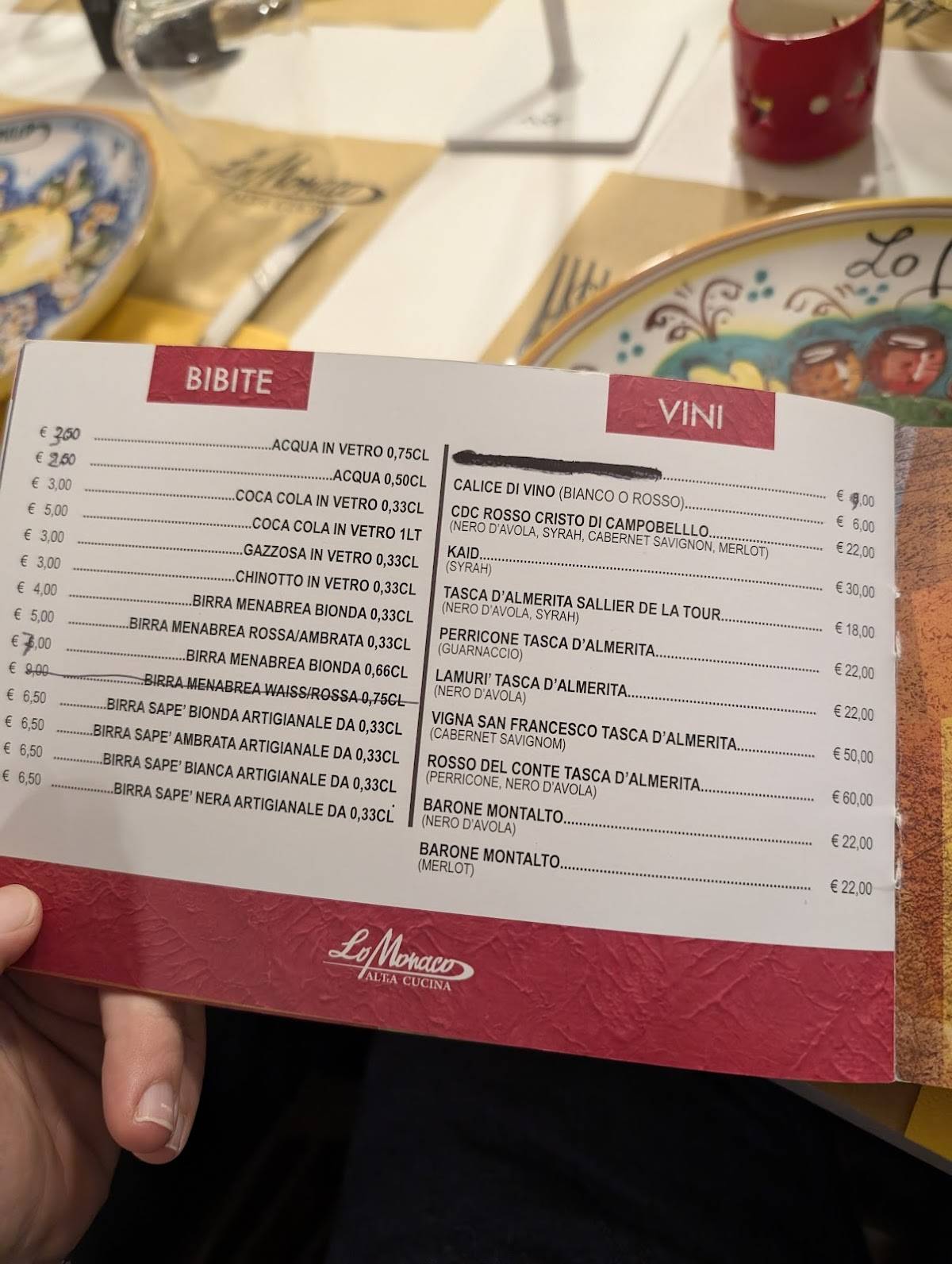 Menu de Lo Monaco Altra Cucina