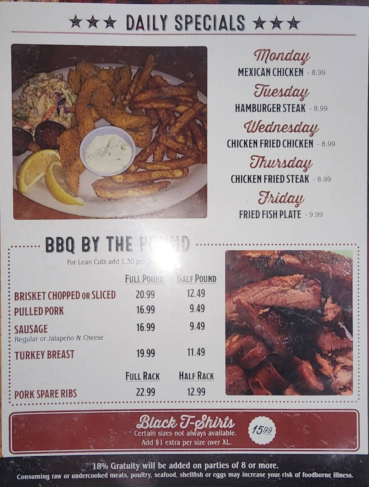 Menu at Top Notch Texas BBQ, Childress