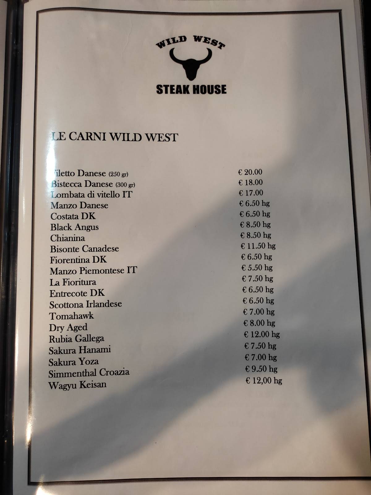 Menu di Wild West Steak House 