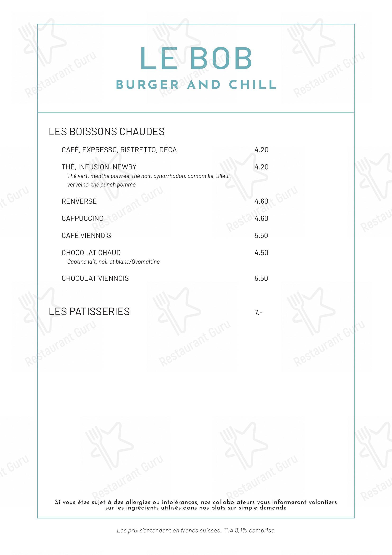 Menu per BOB - Buvette Orzival Burger ristorante