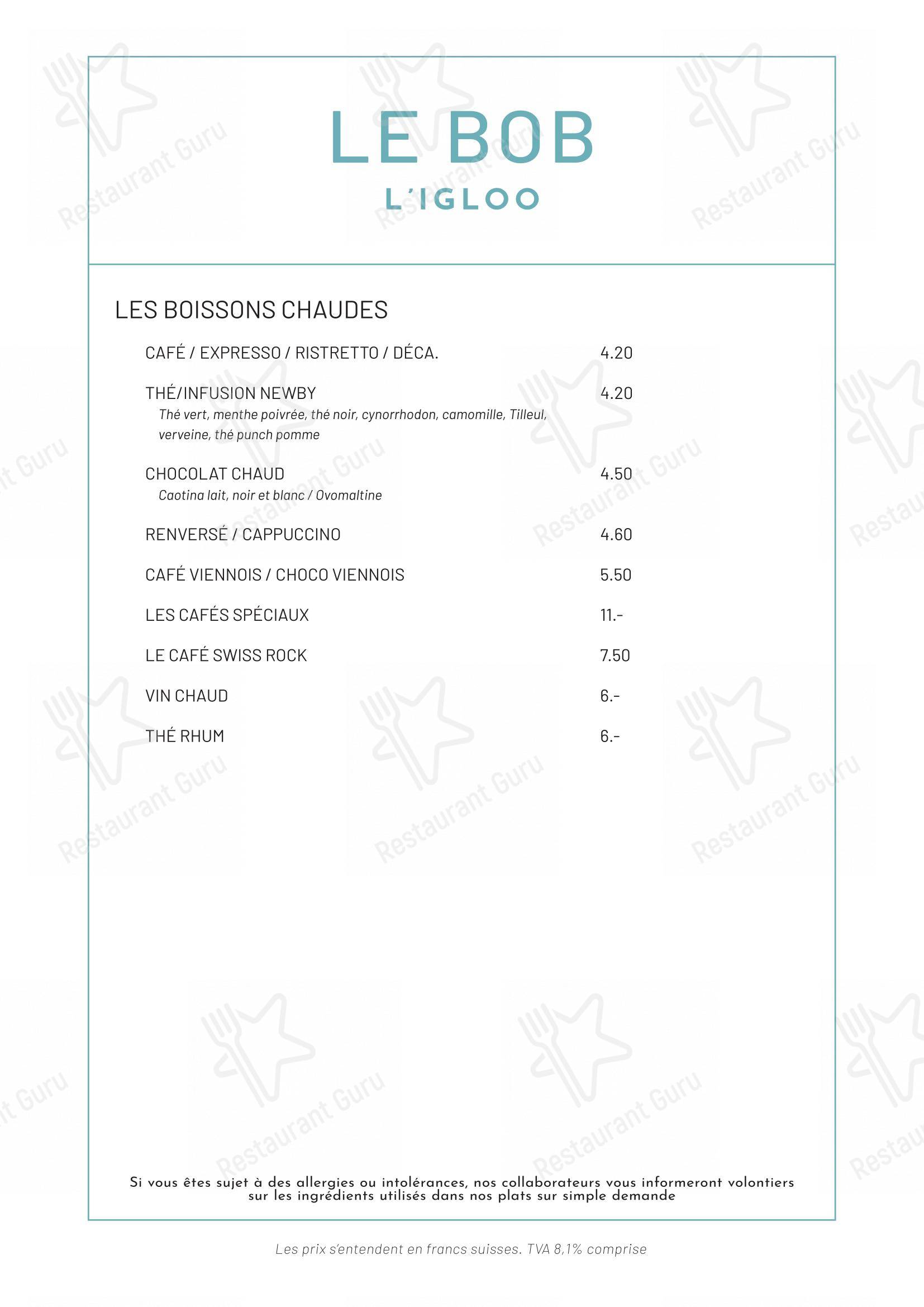 Menu bar per BOB - Buvette Orzival Burger ristorante