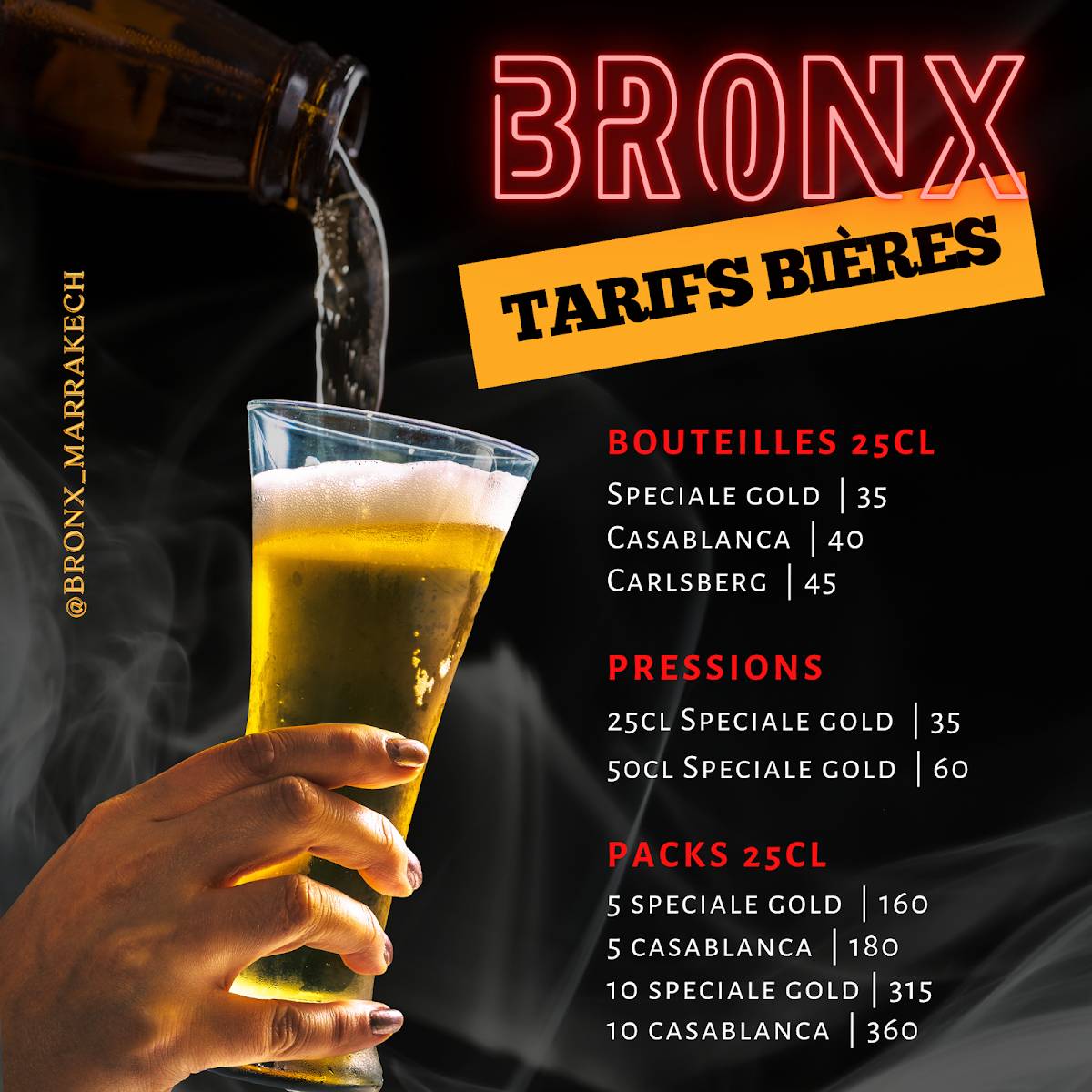 Menu de BRONX MARRAKECH